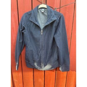 Toppy Easy Fit Navy Blue Zip Up Jacket Womens Small M8008 Cotton Blend Stretch